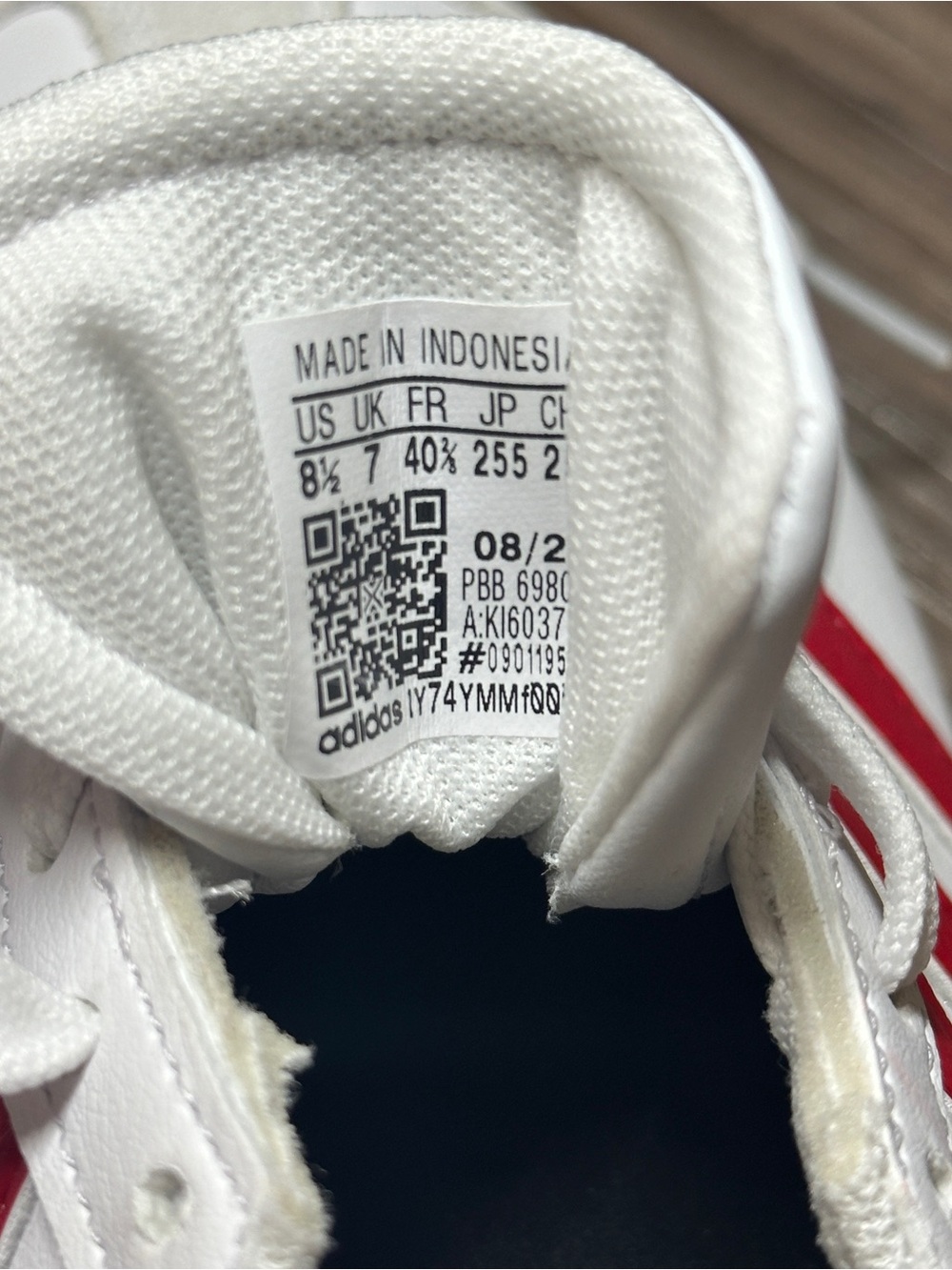 Adidas Men's White with Red Stripes Cloudfoam Comfort Sneaker - Picture 6 of 6
